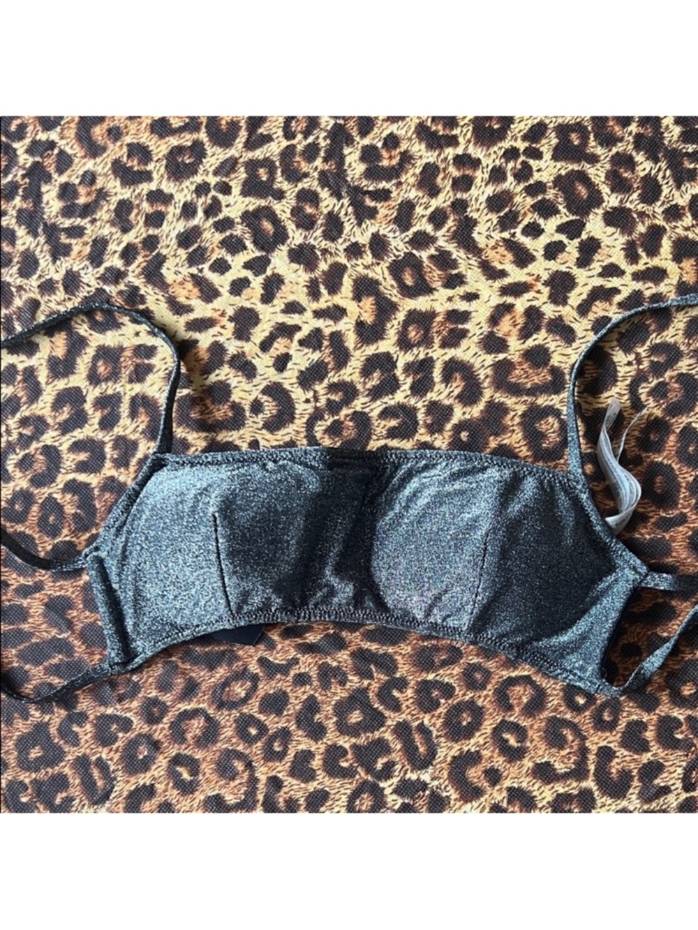 Victoria’s Secret Sparkly Black Swim Top Sz S